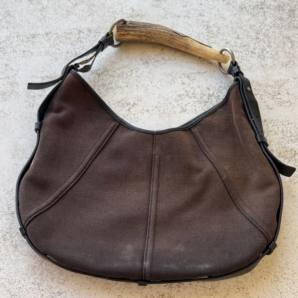 Yves Saint Laurent Mombasa Handbag, Chocolate with Horn Handle